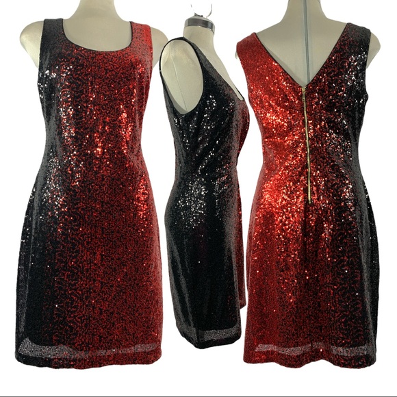 Guess Dresses & Skirts - Luxury GUESS Black and Red Sequin Gorgeous Sheath Sleeveless Dress Size L